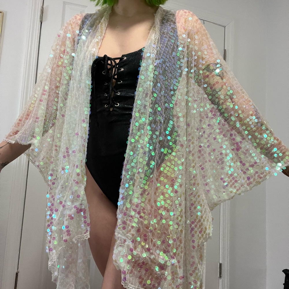Iridescent Sequin Kimono